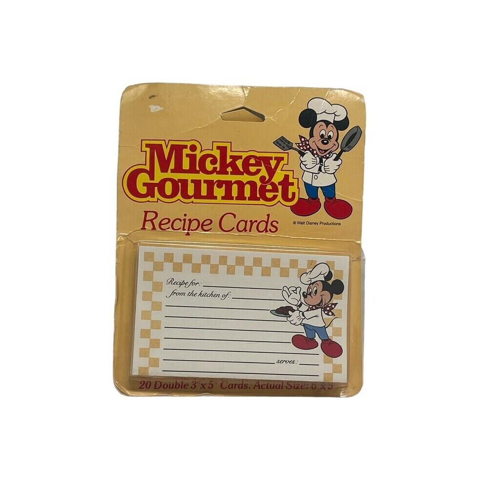 Vintage Walt Disney Prod Mickey Mouse Recipe Folded Cards Lined 6 x 5"  20 Cards